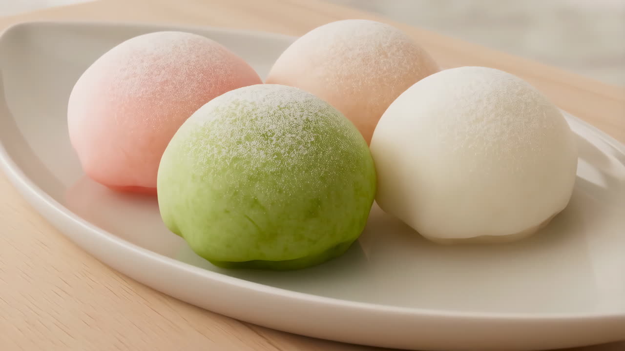 Colorful Mochi on a Plate