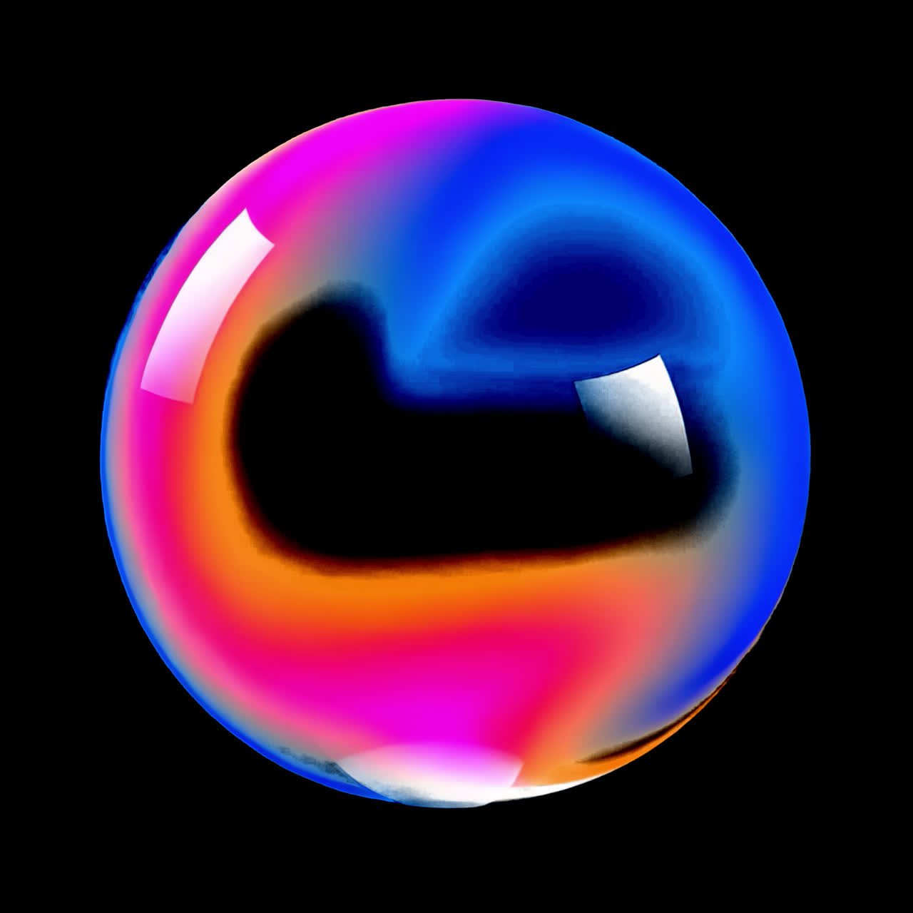 Colorful abstract glossy sphere animation isolated asset, transparent 4K video, alpha channel
