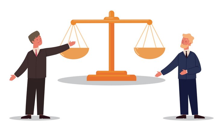 lawyers with balance justice animation