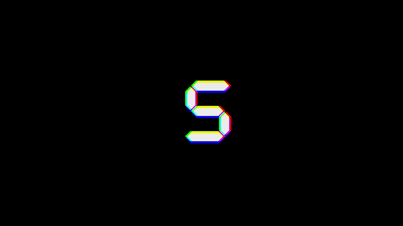 Digital Glitch Countdown Timer on Black Background