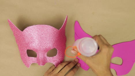 owlette mask handmade with liquid silicone and pink diamond foam