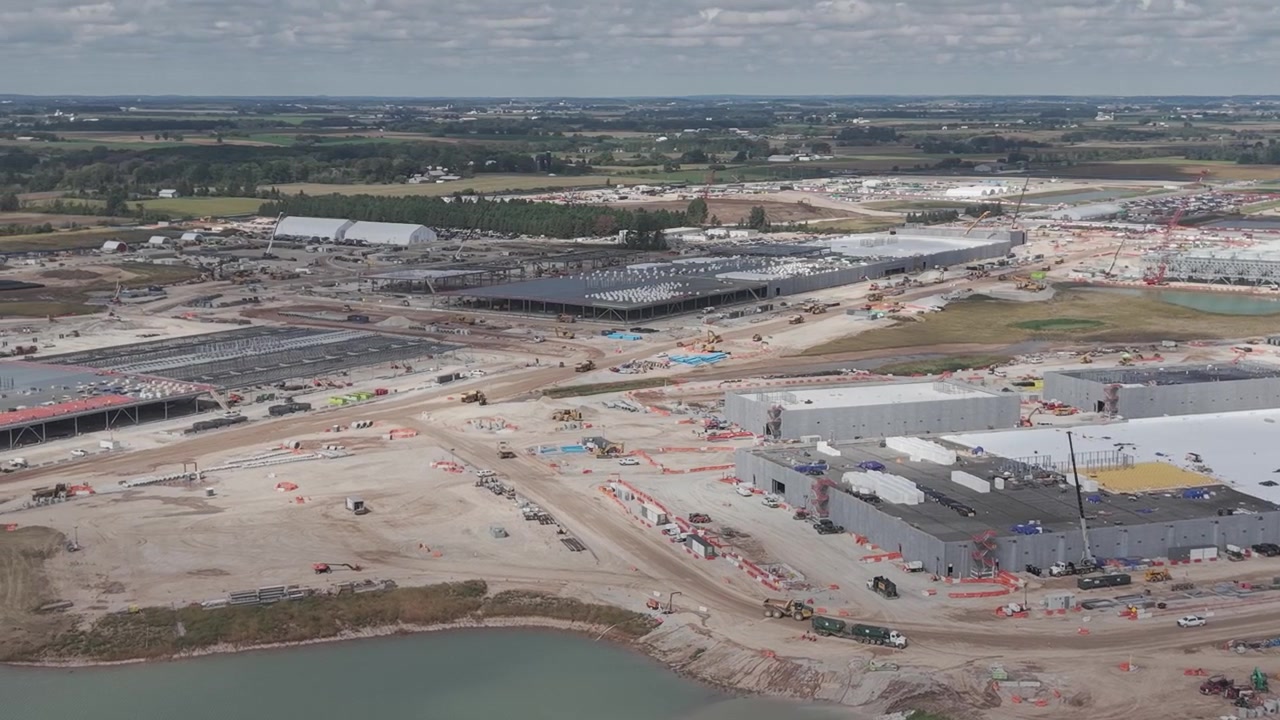 The Vantage Data Center, a massive $15-billion artificial intelligence campus under construction in Port Washington, Wisconsin.
