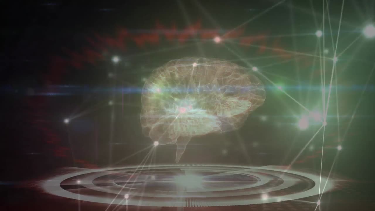 디지털 인간 뇌와 함께 의료 데이터 처리를 통한 연결 네트워크의 애니메이션