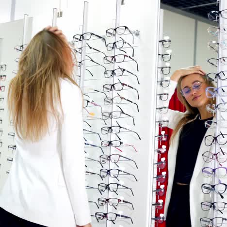 customer in eyeglasses store