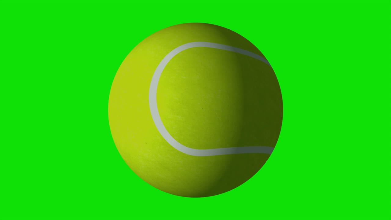 Tennis ball spinning rotation 3D animation on green screen alpha channel mask key background motion graphics sports leisure game dynamic object