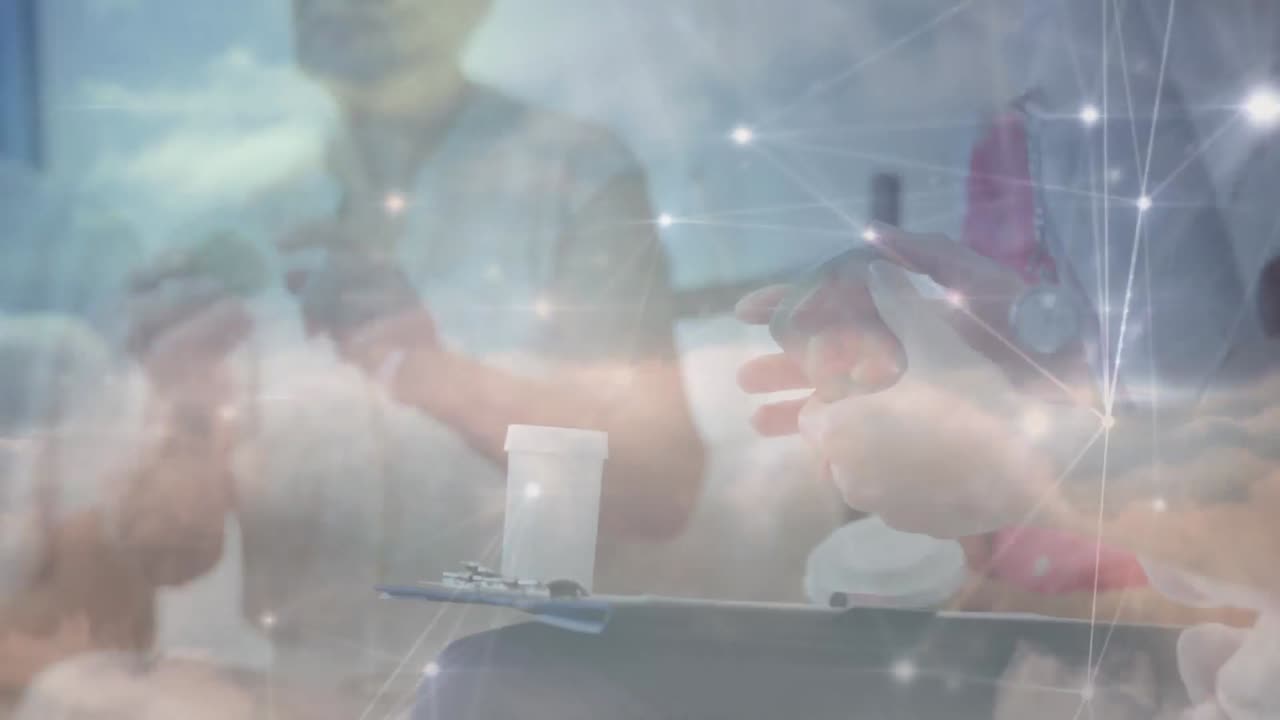 백인 고령 환자와 의사에 대한 연결의 애니메이션