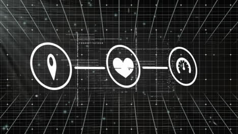animación del procesamiento de datos y la red de conexiones sobre fondo negro