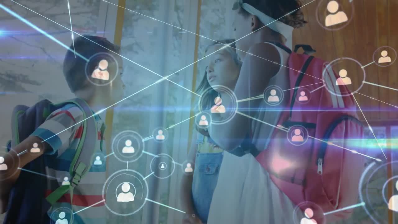 animación de redes de conexiones entre escolares