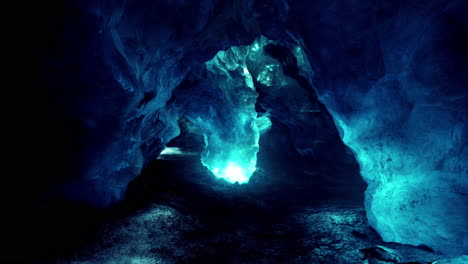 entrance of an ice cave inside glacier in southern iceland