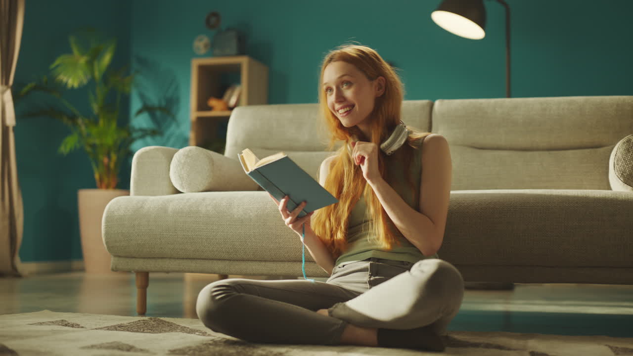 Caucasian woman reading book