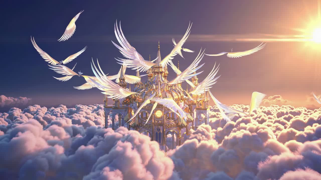 천사들과 함께 황금 하늘의 성