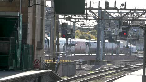 trains passing each other in station