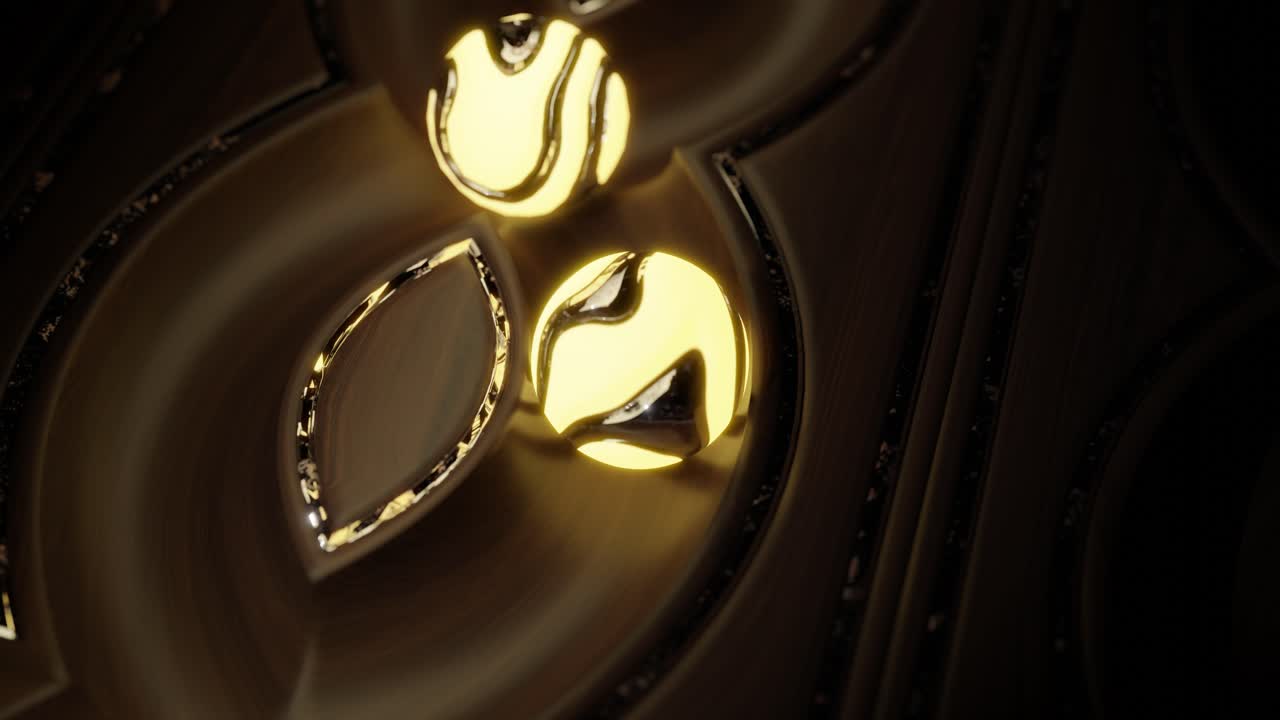 빛나는 구와 함께 황금 기하학적 디자인