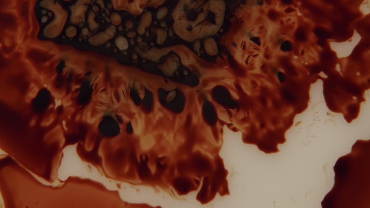 추상 유기적 형태를 형성하는 우유의 오일