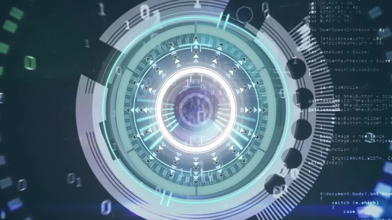Animation of scope scanning with data processing on black background