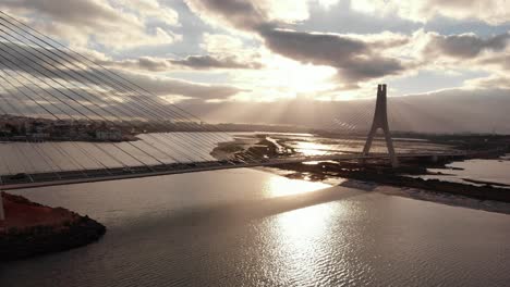 above river sunset bridge view