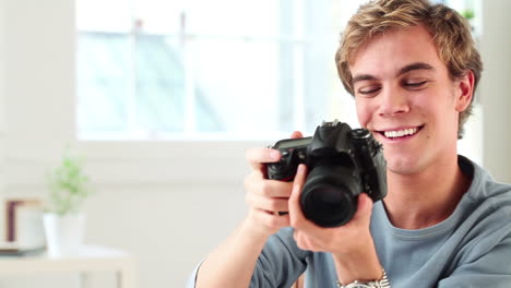 young man taking a photo