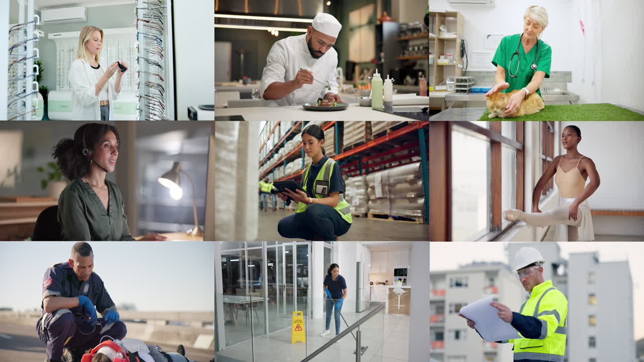 profesionales diversos en diversos entornos de trabajo