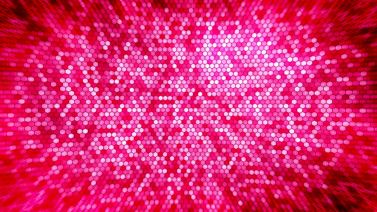 Red electric lightning honeycomb background. Glowing electric hexagon with shining light. Business technology loop animation.