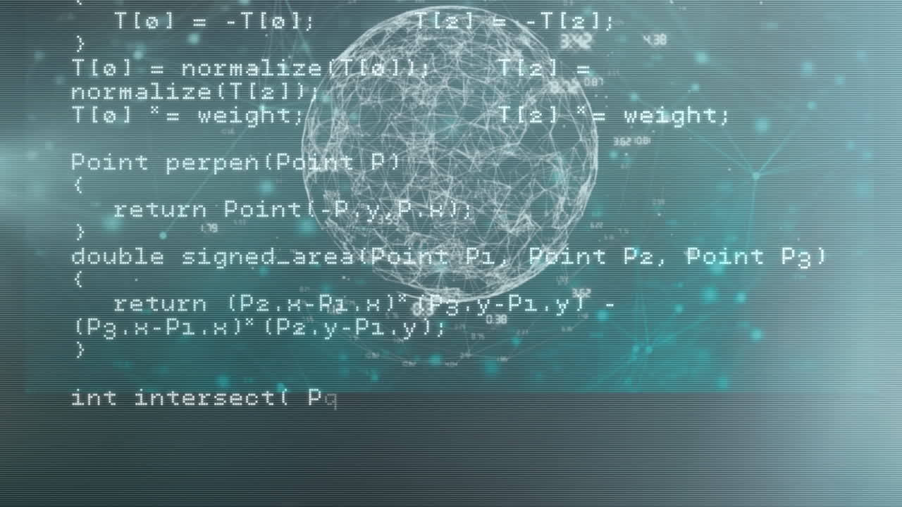 Animation of data processing on black background