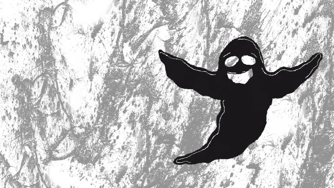 움직이는 회색 배경에 할로윈 유령의 애니메이션