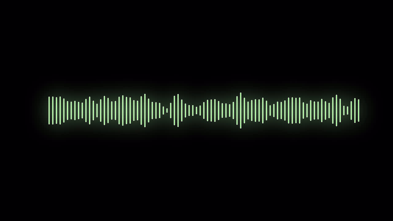 Green Audio Equalizer Sound Wave Animation on Black Background