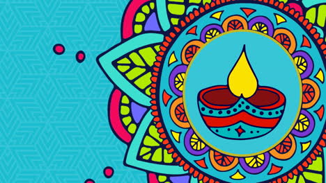 animation of colourful shapes and candle on blue background