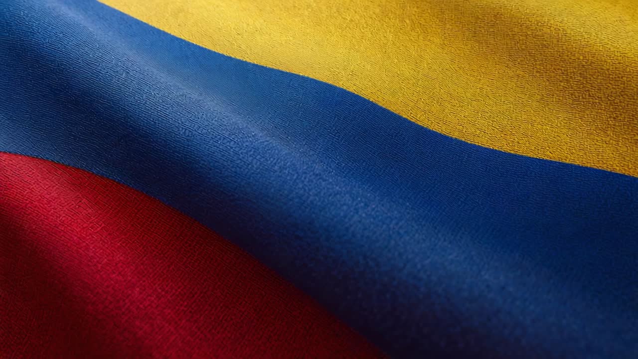 Tessuto tricolore increspato che fluttua nella brezza leggera, rivelando una trama intrecciata in un primo piano in studio