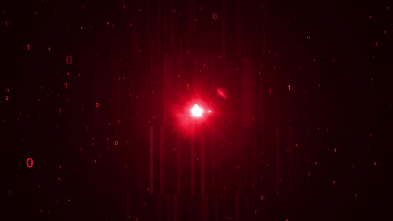 Abstract Red Digital Background with Floating Binary Code