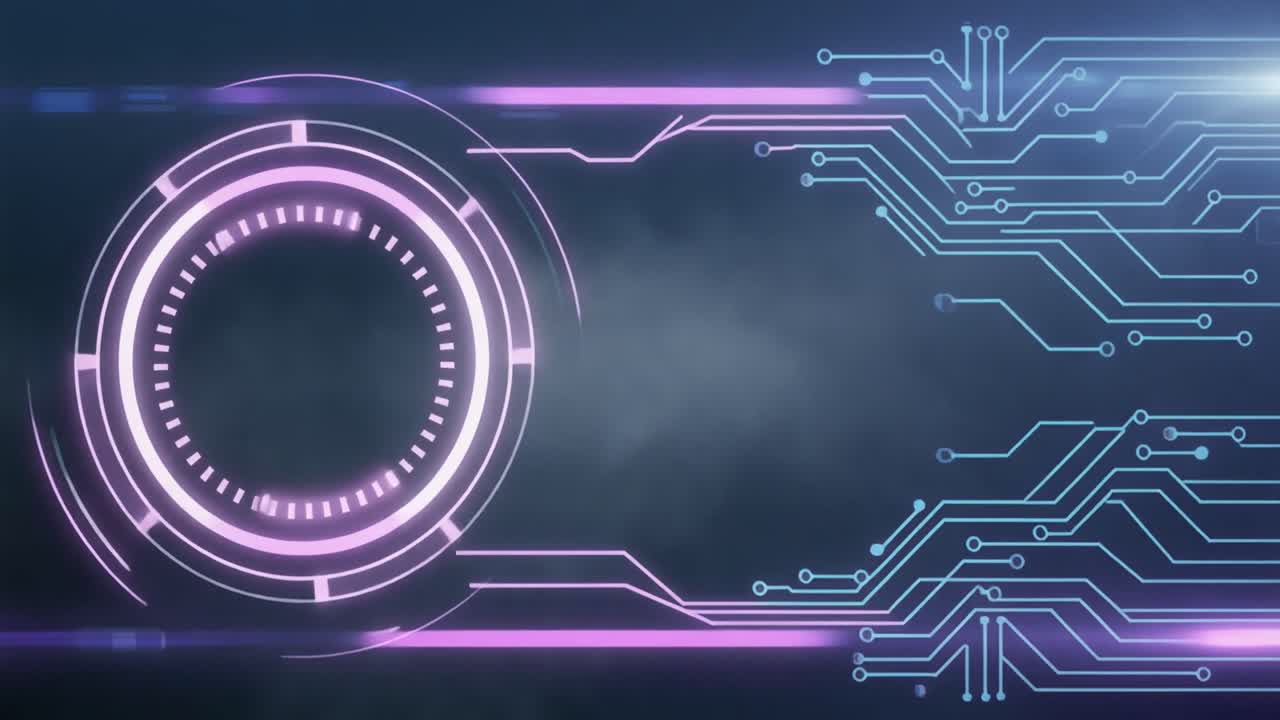Abstract Digital Technology Background with Circuit Board and HUD Element