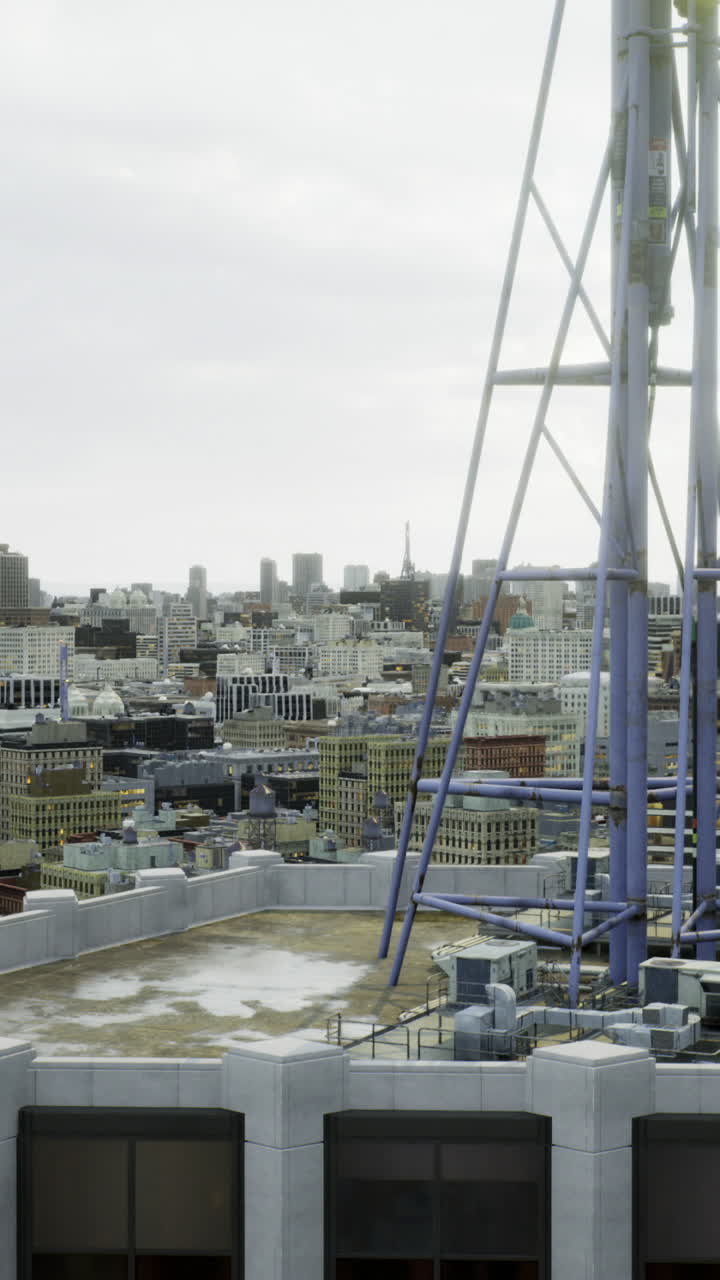 Urban skyline adorned with towering structures and intricate rooftops