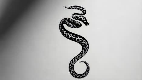 stylized black and white snake illustration