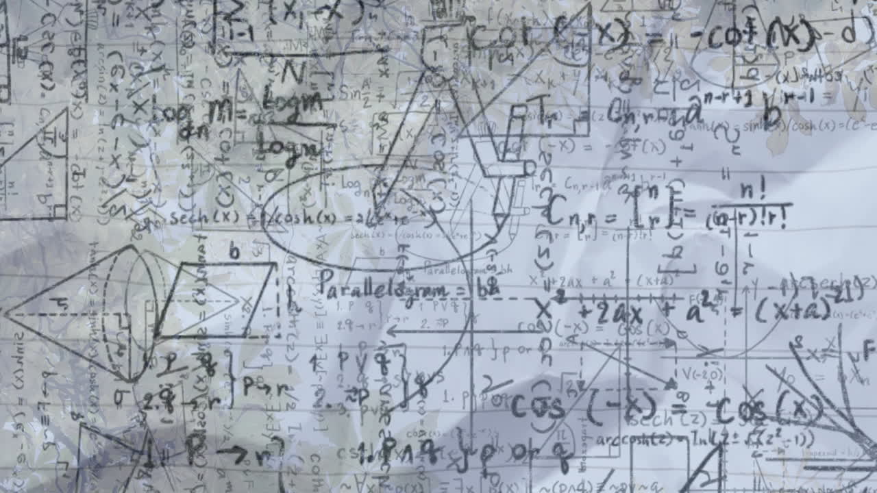 회색 배경에 수학 수식의 애니메이션