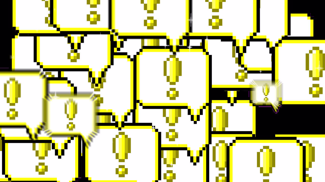 Pixel art pop up speech bubble icon exclamation mark Transitions. 1080p - 30 fps - Alpha Channel (2).mov
