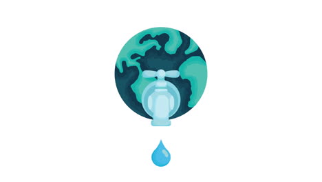 water day campaign animated with world planet and tap