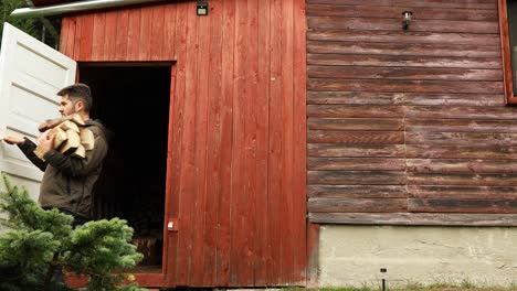 Young-Man-Carrying-Firewood-Came-Out-Of-The-Back-Door