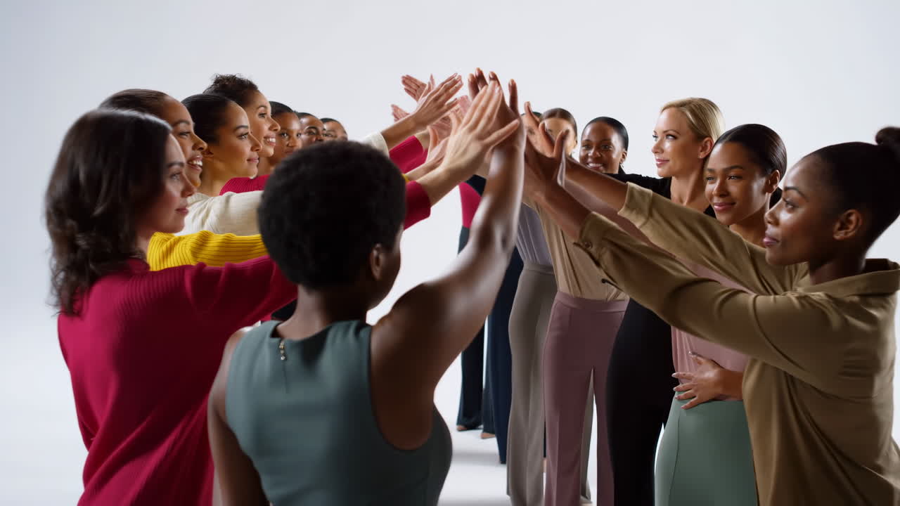 Diverse Group of Women Celebrating Success with a High Five