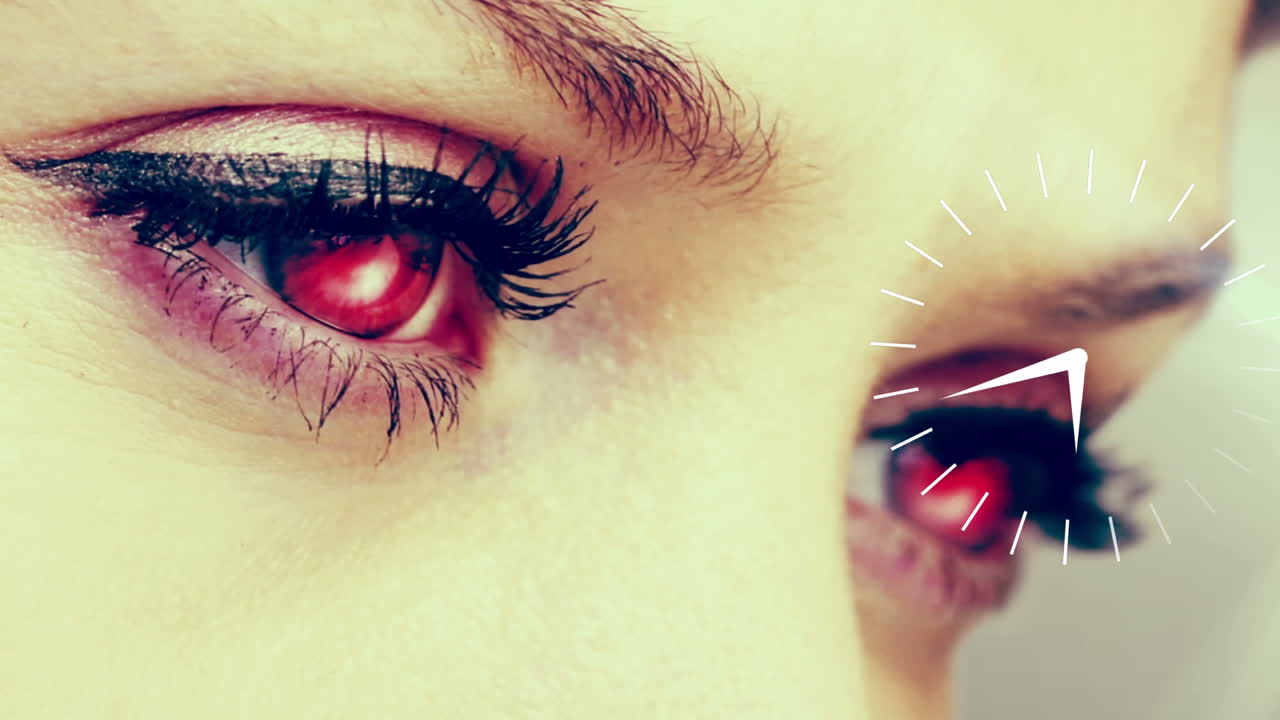 animación del reloj moviéndose sobre los ojos