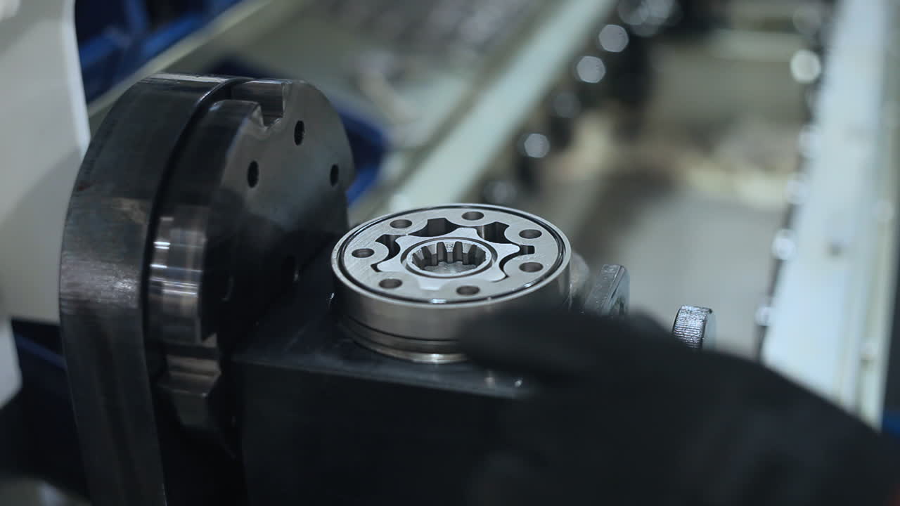 trabajador instalando juntas de goma en una unidad industrial. proceso de fabricación