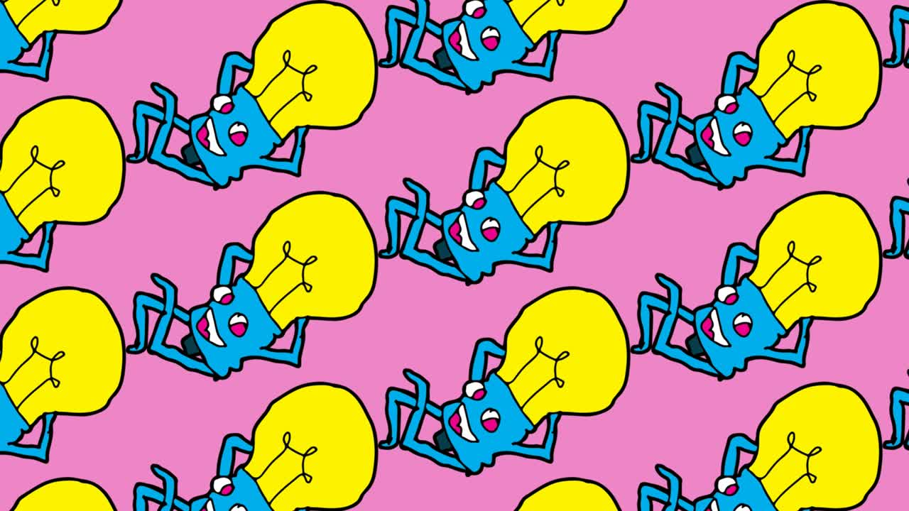 bambini che disegnano pop art sullo sfondo senza cuciture con il tema della lampada