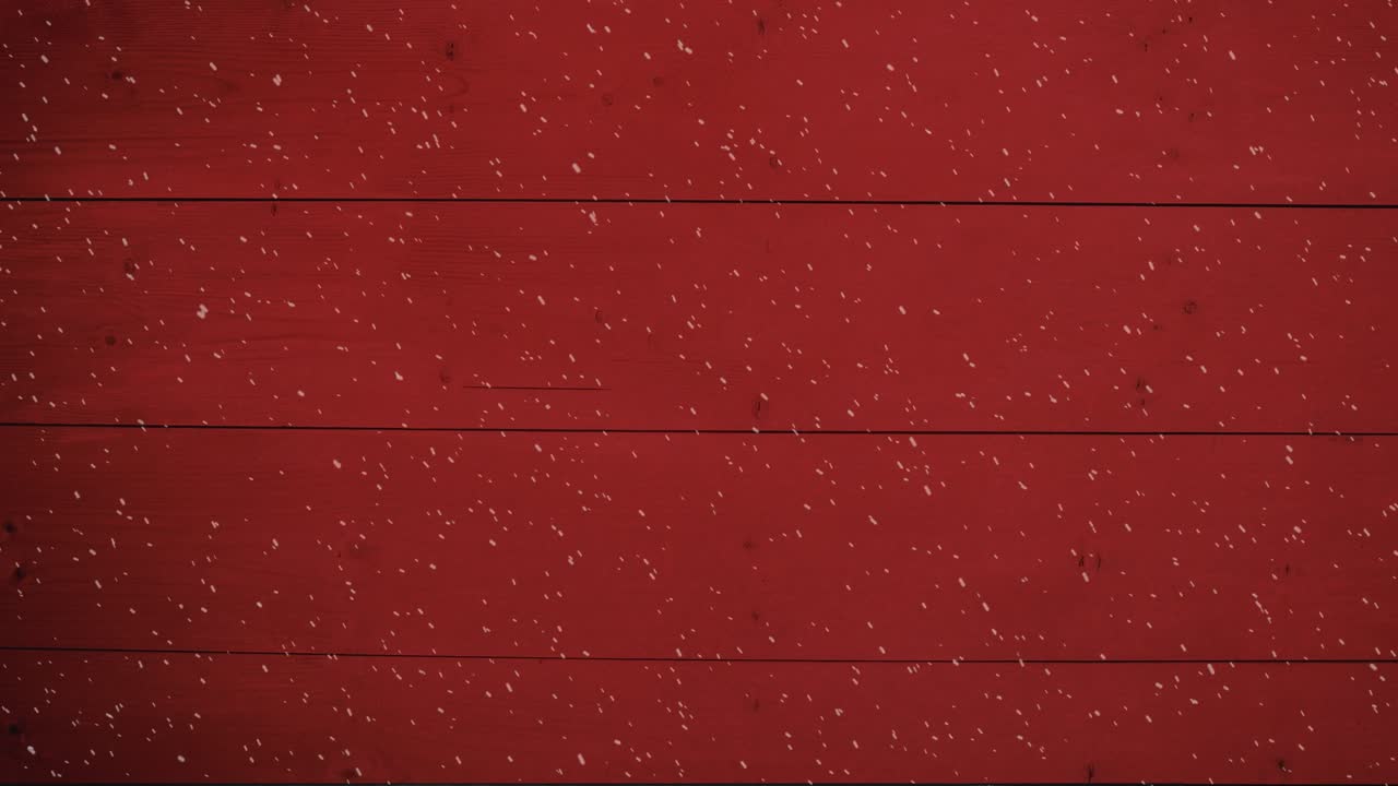 анимация зимнего пейзажа снега, падающего на красные деревянные доски