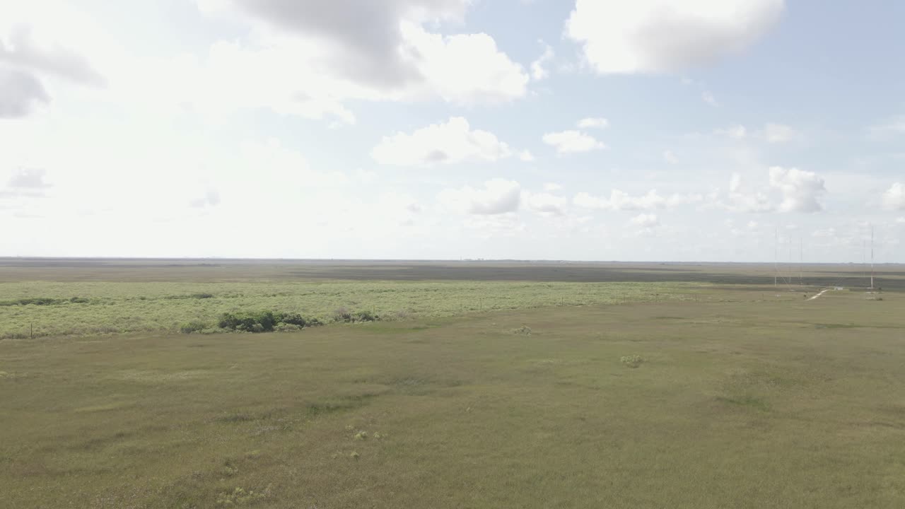 Wide sweeping pan right across panoramic everglades grassland marsh