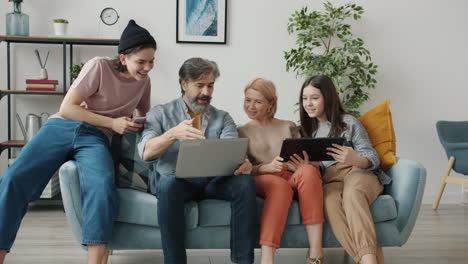 family using technology together