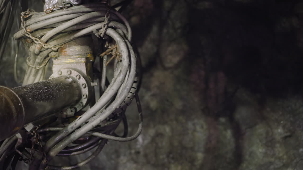 el equipo de perforación profesional hace agujeros para explosivos