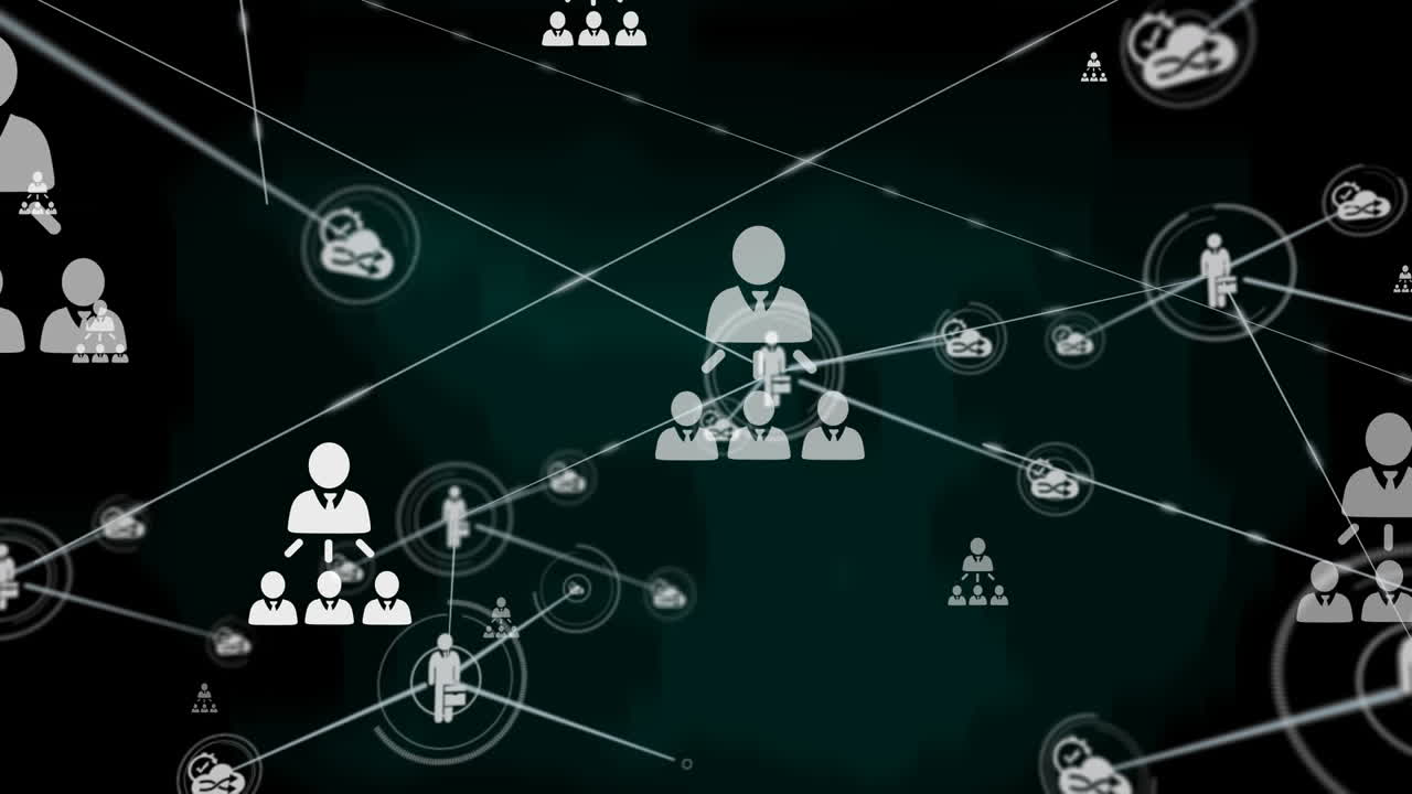 Animation of network of connections on black background