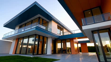 modern house exterior with colorful accents