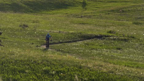 Mountain-bikers-riding-in-a-trail