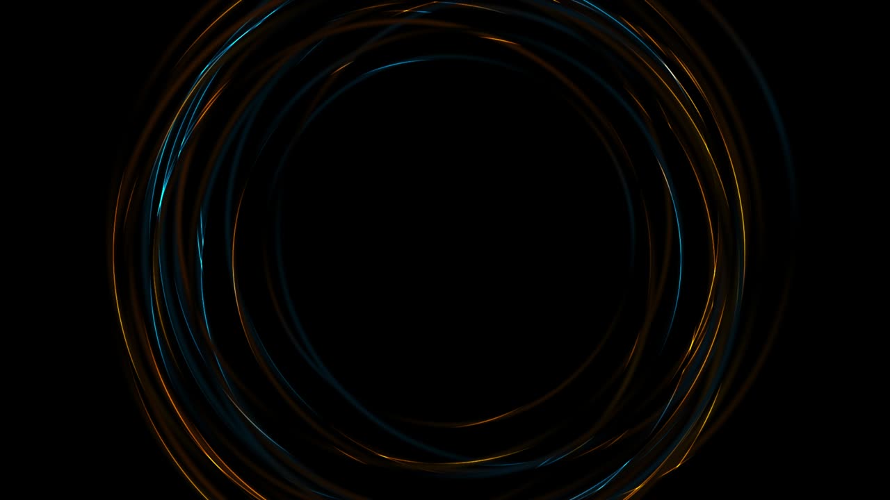 파란색과 오렌지색 은 네온 둥근 선 추상적인 미래주의 운동 배경