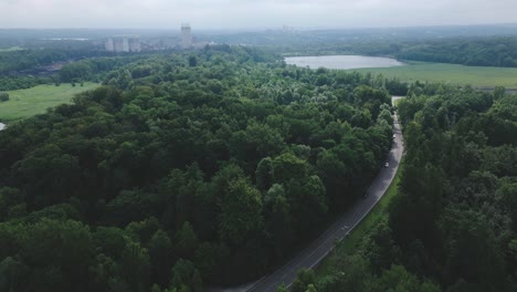 green forested land redevelopment of coal industry region karvina aerial