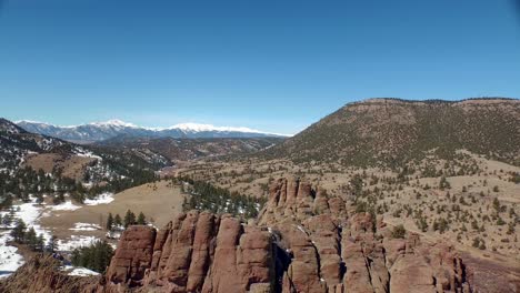 drone pull back of spire rocks in colorado